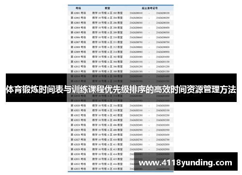 体育锻炼时间表与训练课程优先级排序的高效时间资源管理方法